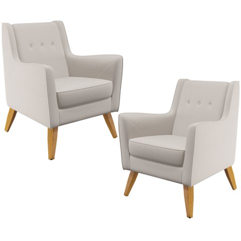 Kit 02 Poltronas Decorativas com Pés de Madeira Taroba D02 Veludo Bege B-309 - Lyam Decor
