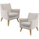 Ver imagem 1 de Kit 02 Poltronas Decorativas com Pés de Madeira Taroba D02 Veludo Bege B-309 - Lyam Decor