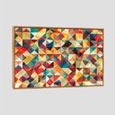 Ver imagem 1 de Quadro Tríplice Colorido Tela Moldura Bege 120X80Cm