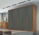 Ver imagem 2 de Guarda Roupa Casal 100% Mdf 6 Portas 6 Gavetas - Livorno-cumaru/grafite - Móveis Novo Horizonte