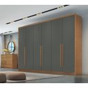 Ver imagem 2 de Guarda Roupa Casal 100% Mdf 6 Portas 6 Gavetas - Livorno-cumaru/grafite - Móveis Novo Horizonte