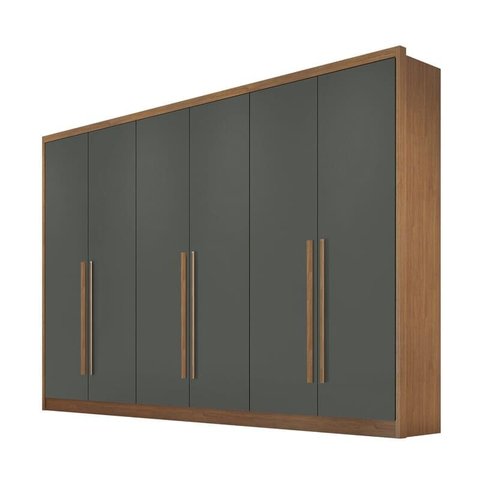 Guarda Roupa Casal 100% Mdf 6 Portas 6 Gavetas - Livorno-cumaru/grafite - Móveis Novo Horizonte