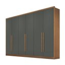 Ver imagem 1 de Guarda Roupa Casal 100% Mdf 6 Portas 6 Gavetas - Livorno-cumaru/grafite - Móveis Novo Horizonte