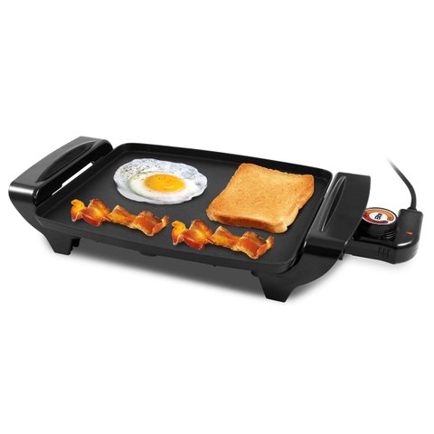 Elite Gourmet Griddle Elétrica 10.5"x8.5" Antiaderente com Termostato (preta)