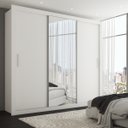 Ver imagem 1 de Guarda-roupa Casal Hamburgo 3 Portas 4 Gavetas com Espelho Branco - Panorama Móveis
