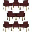 Ver imagem 1 de Kit 8 Poltronas Decorativas para Sala Mari Suede Cores Pé Palito Castanho