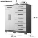 Ver imagem 3 de Cômoda Sapateira Alta Julieta 8 Gavetas 2 Portas Cinamomo/off White