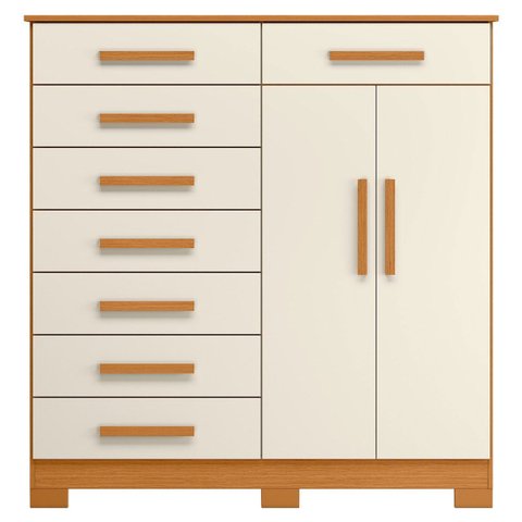 Cômoda Sapateira Alta Julieta 8 Gavetas 2 Portas Cinamomo/off White