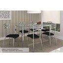 Ver imagem 3 de Conjunto: Mesa de Cozinha Reno c/ Tampo de Vidro 150cm + 6 Cadeiras Portugal Cromada/Preto -
