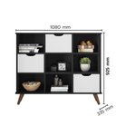 Ver imagem 2 de Nicho Organizador Retro Preto com 3 Gavetas Brancas 108 x 92,5cm - FdECOR