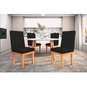 KIT 4 Cadeiras Estofadas Reforcadas para Mesa de Jantar Preta