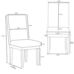KIT 4 Cadeiras Estofadas Reforcadas para Mesa de Jantar Preta - 4
