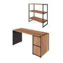 Ver imagem 2 de Mesa Escritório 150cm com Nicho Aéreo Industrial F5 Office Cor:nogal com Preto