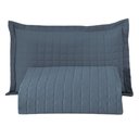 Ver imagem 1 de Kit Cobre Leito Colcha Bellini Solteiro Dupla Face Percal 300 Fios Textura Matelassê 2 Peças - Azul