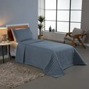 Ver imagem 2 de Kit Cobre Leito Colcha Bellini Solteiro Dupla Face Percal 300 Fios Textura Matelassê 2 Peças - Azul