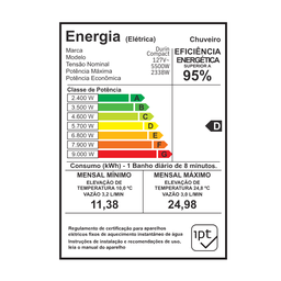 Ducha Chuveiro Eletrônica Compact Jato Amplo Inclinado Potência 5500w/127v Preto Durín - 4