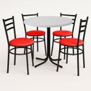 Ver imagem 1 de Mesa de Jantar Redonda 80cm Branca com 4 Cadeiras Estofada Preta