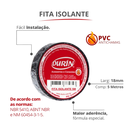 Ver imagem 2 de 10 Unidades Fita Isolante Antichamas Largura 18mm Comprimento 5 Metros Durín