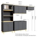 Ver imagem 3 de Kit Cozinha Compacta Modulada 4 Peças MDF 280cm Joy Yescasa Preto/Natural