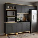 Ver imagem 1 de Kit Cozinha Compacta Modulada 4 Peças MDF 280cm Joy Yescasa Preto/Natural
