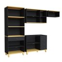 Ver imagem 4 de Kit Cozinha Compacta Modulada 4 Peças MDF 280cm Joy Yescasa Preto/Natural