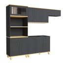 Ver imagem 2 de Kit Cozinha Compacta Modulada 4 Peças MDF 280cm Joy Yescasa Preto/Natural