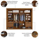 Ver imagem 4 de Guarda Roupas Casal 2 Portas de Correr 6 Gavetas Imperador Zanzini Madeir/off