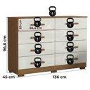 Ver imagem 3 de Comoda 8 Gavetas 136 Cm Mdp 2014148 Armoveis - Cinamomo Off White