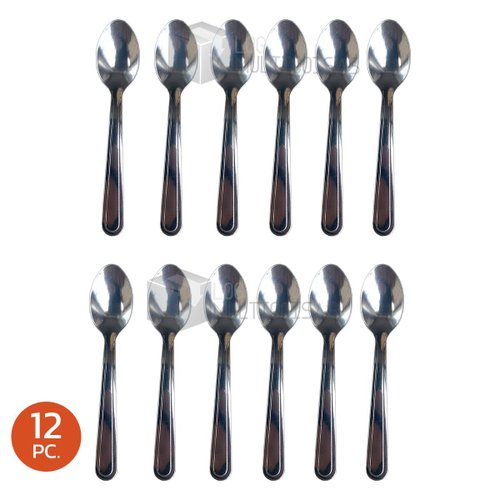 Kit 12 Colheres Café Chá Sopa Utensílio Aço Inox Servir Simples