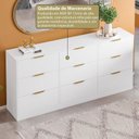 Ver imagem 7 de Buffet Cômoda 9 Gavetas Madeira 200x90cm Sun Yescasa Branco