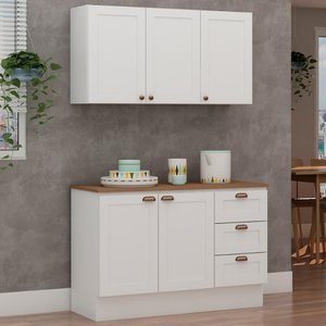 Armário Cozinha Genialflex Provençal C/ Balcão C/ Tampo Bco