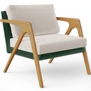 Ver imagem 3 de Kit 03 Poltronas Decorativas Sala Estar Pietra L02 Facto Verde Musgo Linho Cru - Lyam Decor