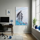 Ver imagem 2 de Quadro Decorativo Umbanda Figura Iemanjá - 70x50cm:moldura Branca