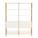Ver imagem 2 de Estante C/ 1 Gaveta e 1 Porta 144,5cm Off White/freijó/gold E92
