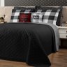 Kit Cobre Leito Casal Orion Microfibra Dupla Face Xadrez 9 Peças - Preto - 1