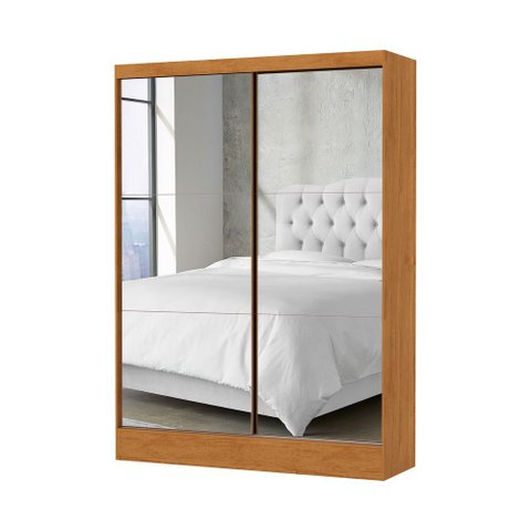 Guarda Roupa Solteiro Santiago Premium 2 Portas 2 Gavetas com Espelho Carioca Moveis Cinamomo