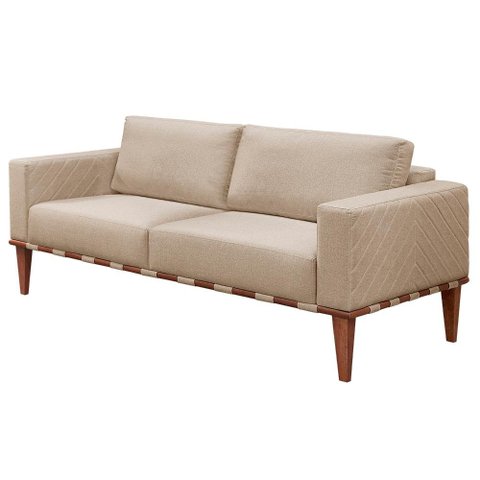 Sofá Namoradeira Bella Luxo Castellar Móbile Linho Bege Claro