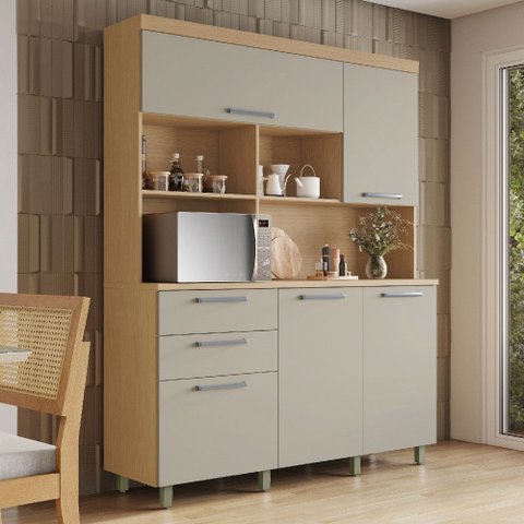 Kit Cozinha Nobreza com 5 Portas 2 Gavetas 160cm Nesher