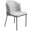 Ver imagem 3 de Cadeira Aurora Linho Cinza Couro Cinza Metal Preto