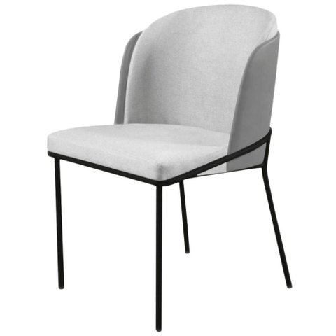 Cadeira Aurora Linho Cinza Couro Cinza Metal Preto