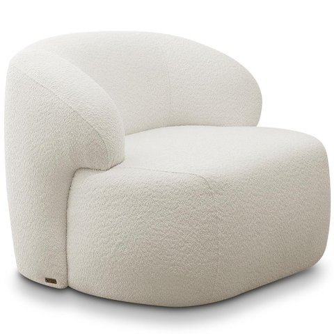 Poltrona Decorativa Fixa Orgânica para Sala Living Barolo L06 Bouclê Branco - Lyam Decor