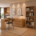 Ver imagem 1 de Kit Escrivaninha L 6 Gavetas com Estante Multiuso Essence Office Multimóveis MP6096 Madeirado