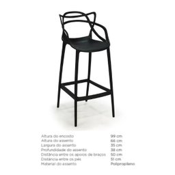 Kit 6 Banquetas Médias 66 Allegra Master Cozinha Preto - Preto - 6
