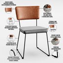 Ver imagem 4 de Kit 04 Cadeira Decorativa Estofada Sala Jantar Allana L02 Couríssimo Camel Linho Cinza - Lyam