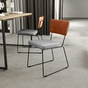 Ver imagem 2 de Kit 04 Cadeira Decorativa Estofada Sala Jantar Allana L02 Couríssimo Camel Linho Cinza - Lyam