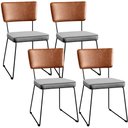 Ver imagem 1 de Kit 04 Cadeira Decorativa Estofada Sala Jantar Allana L02 Couríssimo Camel Linho Cinza - Lyam