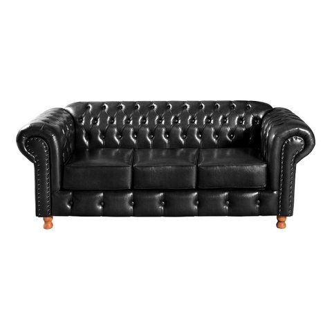 Sofá Chesterfield Luís Xv 3 Lugares - Couríssimo Preto