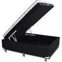 Ver imagem 1 de Box Bau Conjugada Mola Viuvo Corino (110kg - 1.28x1.88x56):marrom