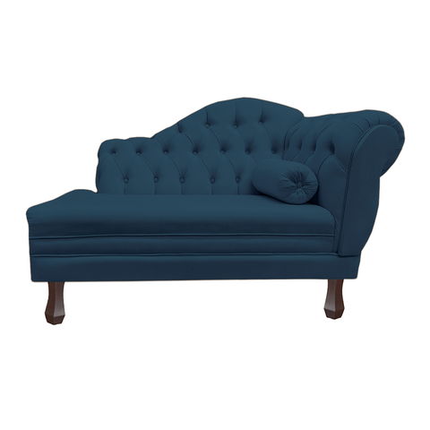Recamier Sofá Esquerdo Larissa 120cm Sala Veludo Azul Marinho - Incasa Decor