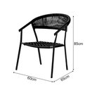 Ver imagem 4 de Kit 2 Cadeiras Corda Náutica Duda com Braço em Aluminio Preto